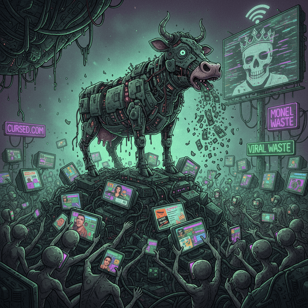 Cow prints money from death, trends go brrr, late-stage internet hits different