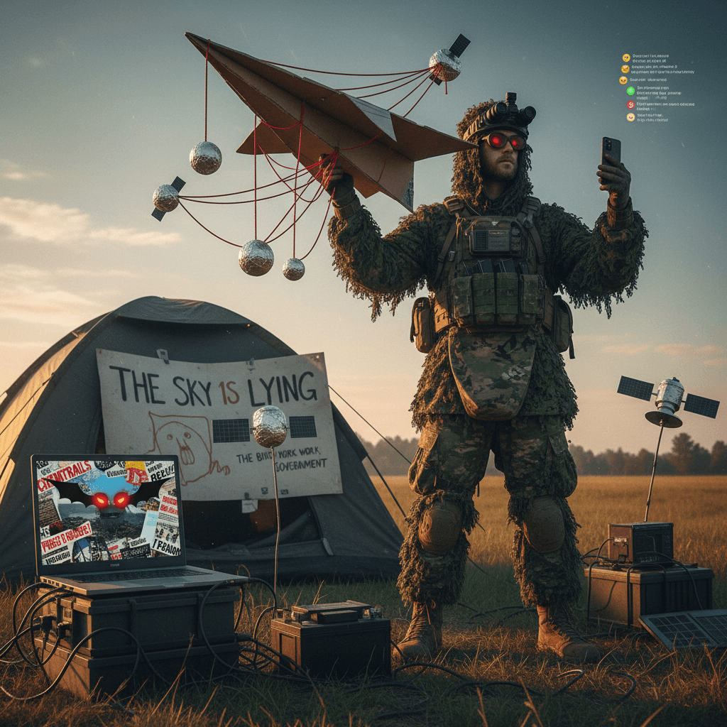 bro saw a plane and speedran a conspiracy theory