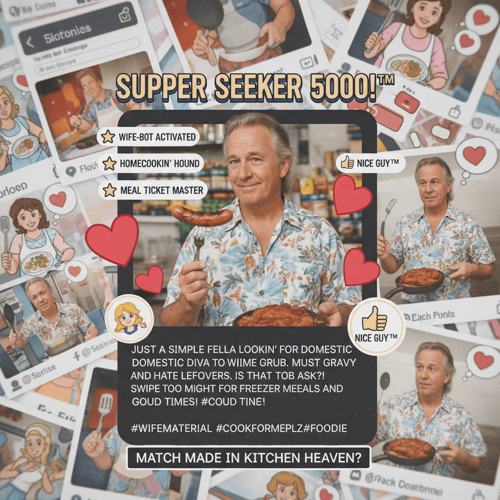 Bill just wants a woman to cook him supper, what's so wrong about that?