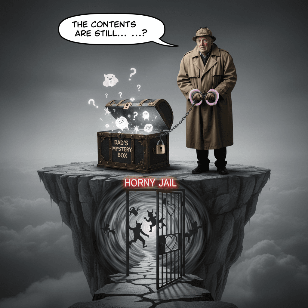 dad's mystery box content remains unsolved, horny jail awaits