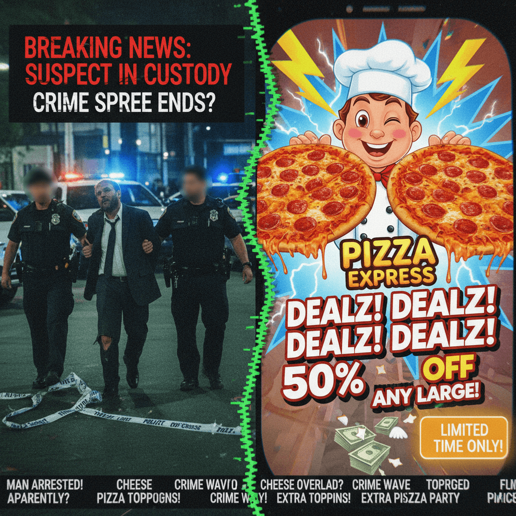Breaking: Man arrested, also pizza deals exist apparently