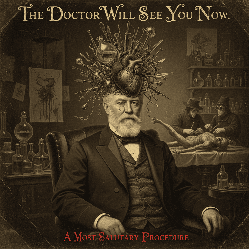 Dignified portrait meets the most unhinged medical horror imaginable