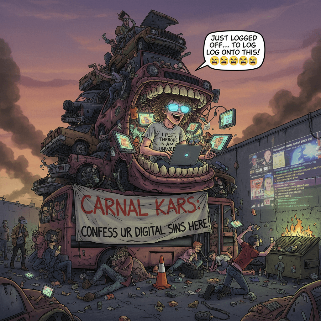 Peak internet derangement: a carnal parking lot confession