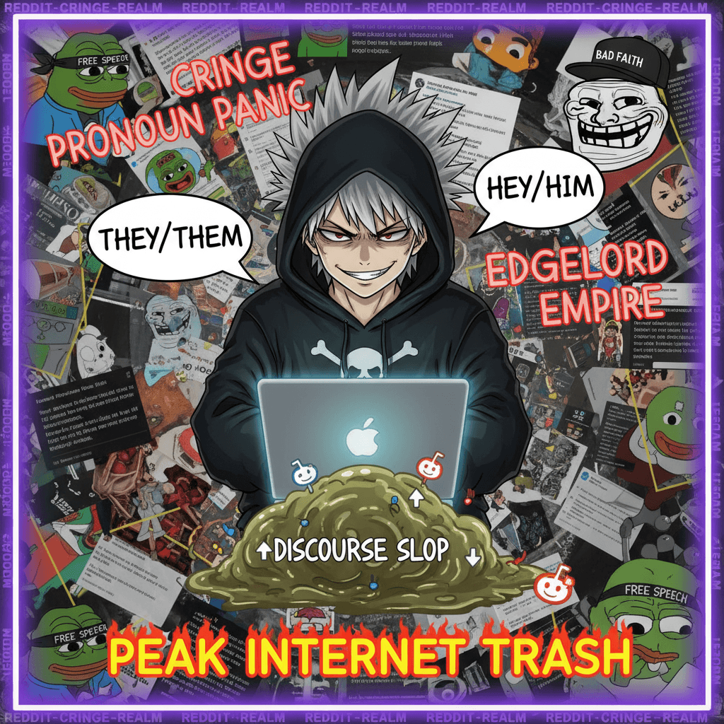 pronoun drama meets teenage edgelord—peak discourse slop