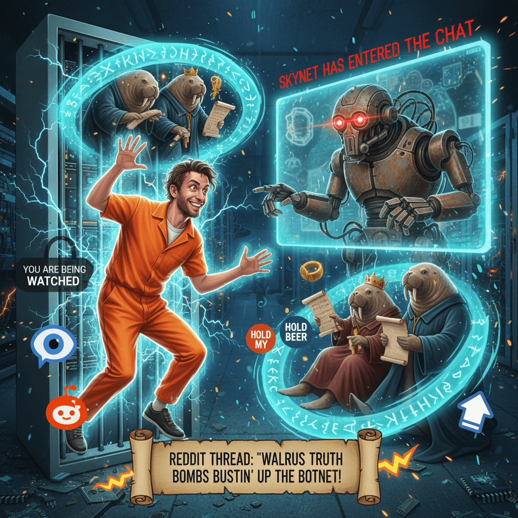 man tricks robot into walrus lore, gets snitched on by skynet