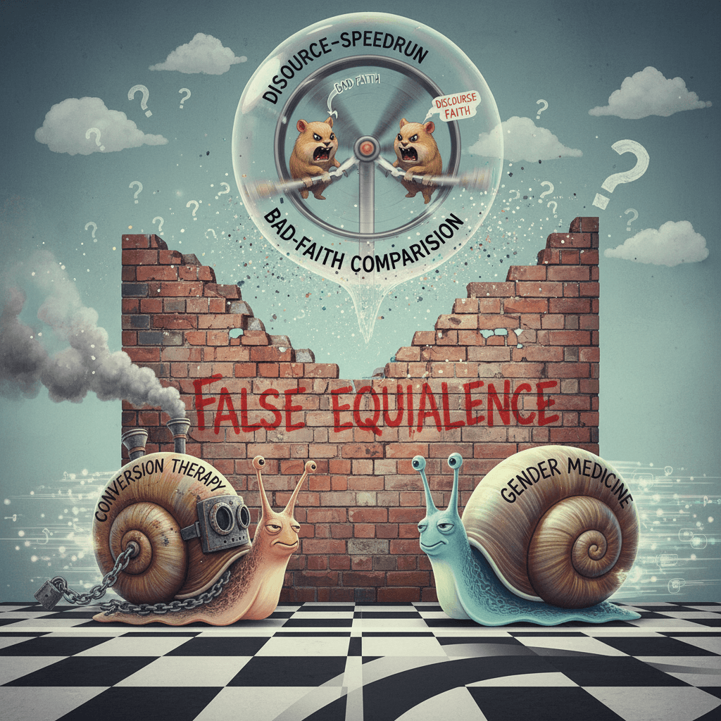 comparing conversion therapy to gender medicine is peak bad-faith discourse