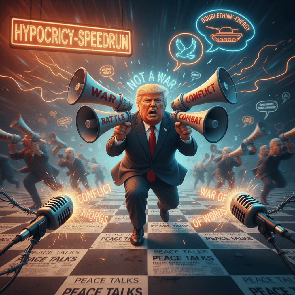 say it wasn't a war while screaming war four times, no notes