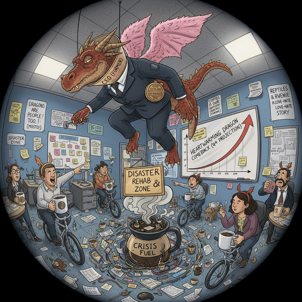 spinning disaster into heartwarming dragon comeback while calling her a liability