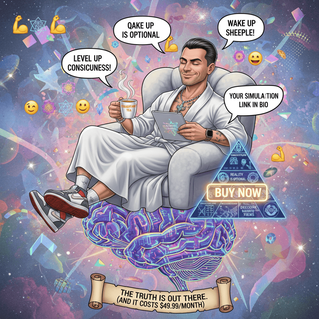 enlightenment speedrun: you're not real, your brain is lying, buy my course