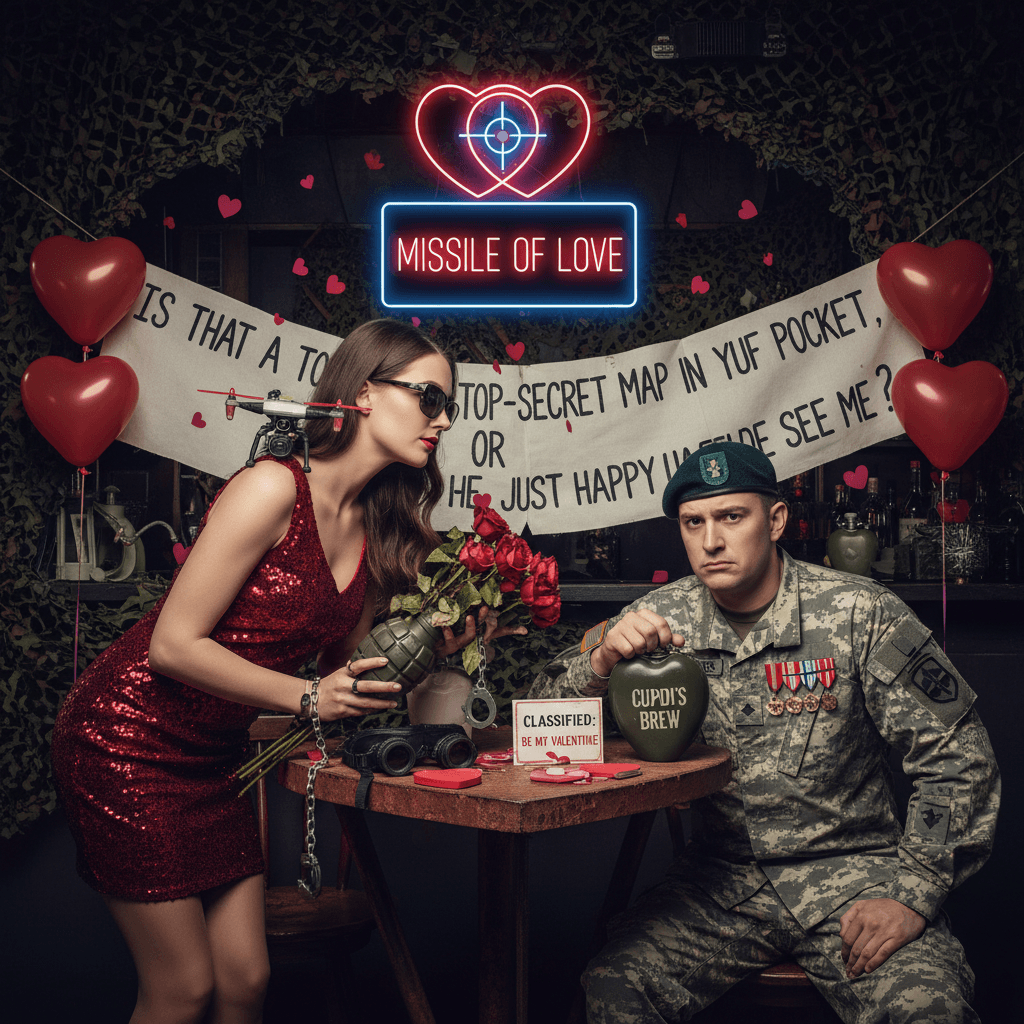 Military-themed Valentine's with the worst spy pickup line ever created