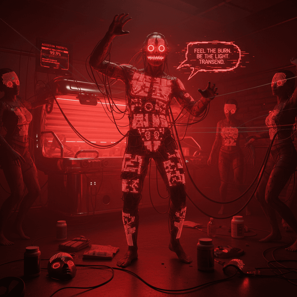 man discovers red light therapy, becomes sentient LED