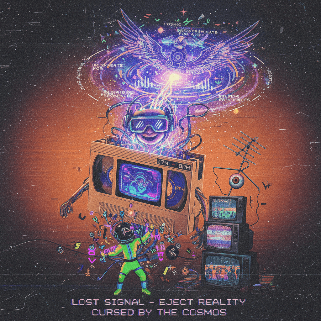 trapped in vhs, vibing at 174bpm, broadcasting cosmic dnb energy