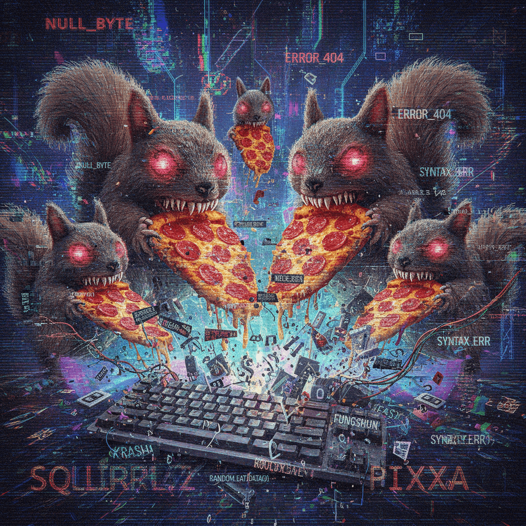 man-eating squirrels meet pizza via keyboard malfunction