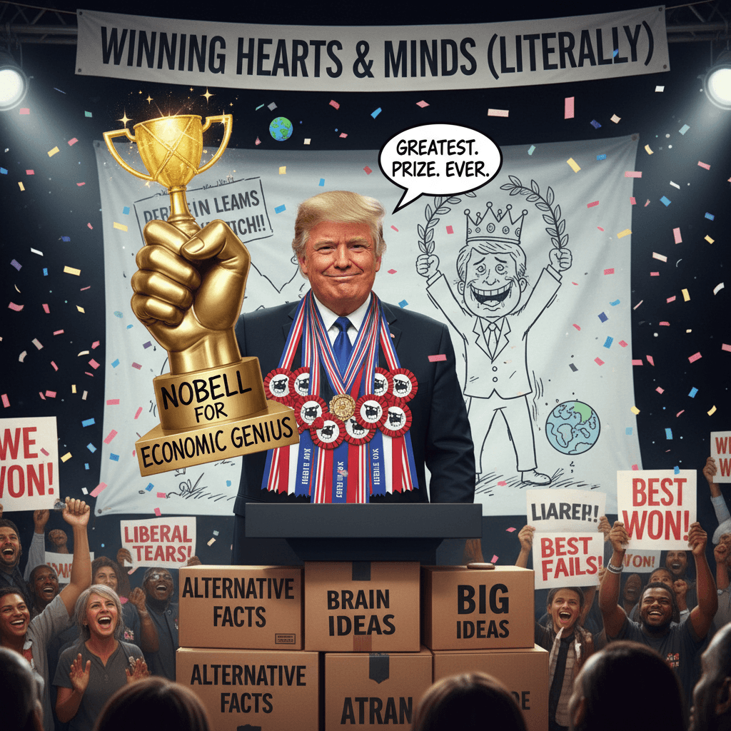 Fantasizing about fake Nobel prizes to own the libs, very normal