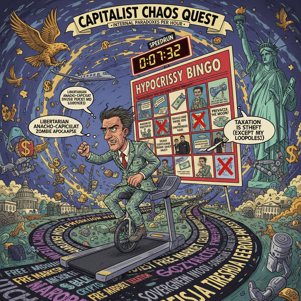 Incoherent libertarian fever dream speedrunning internal contradictions