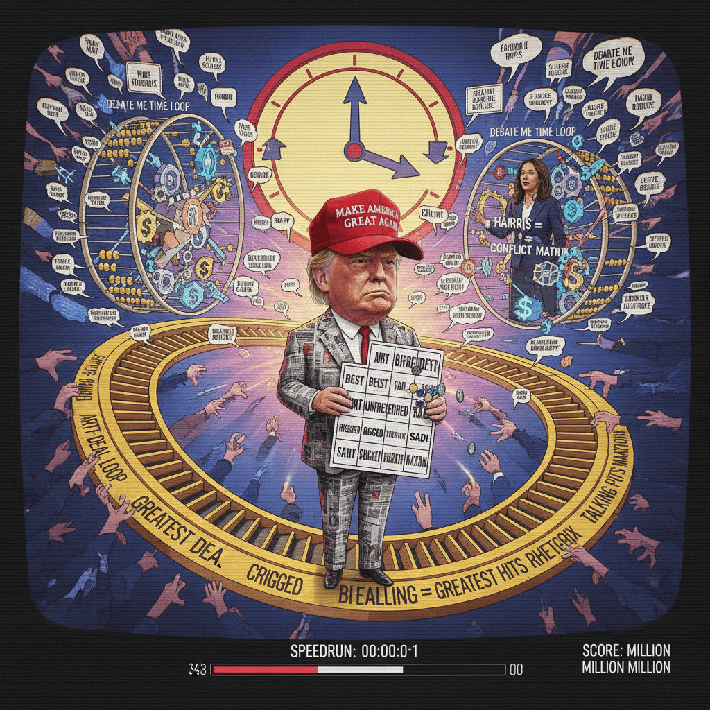 Trump superlatives bingo card speedrun ft. Harris=war equation