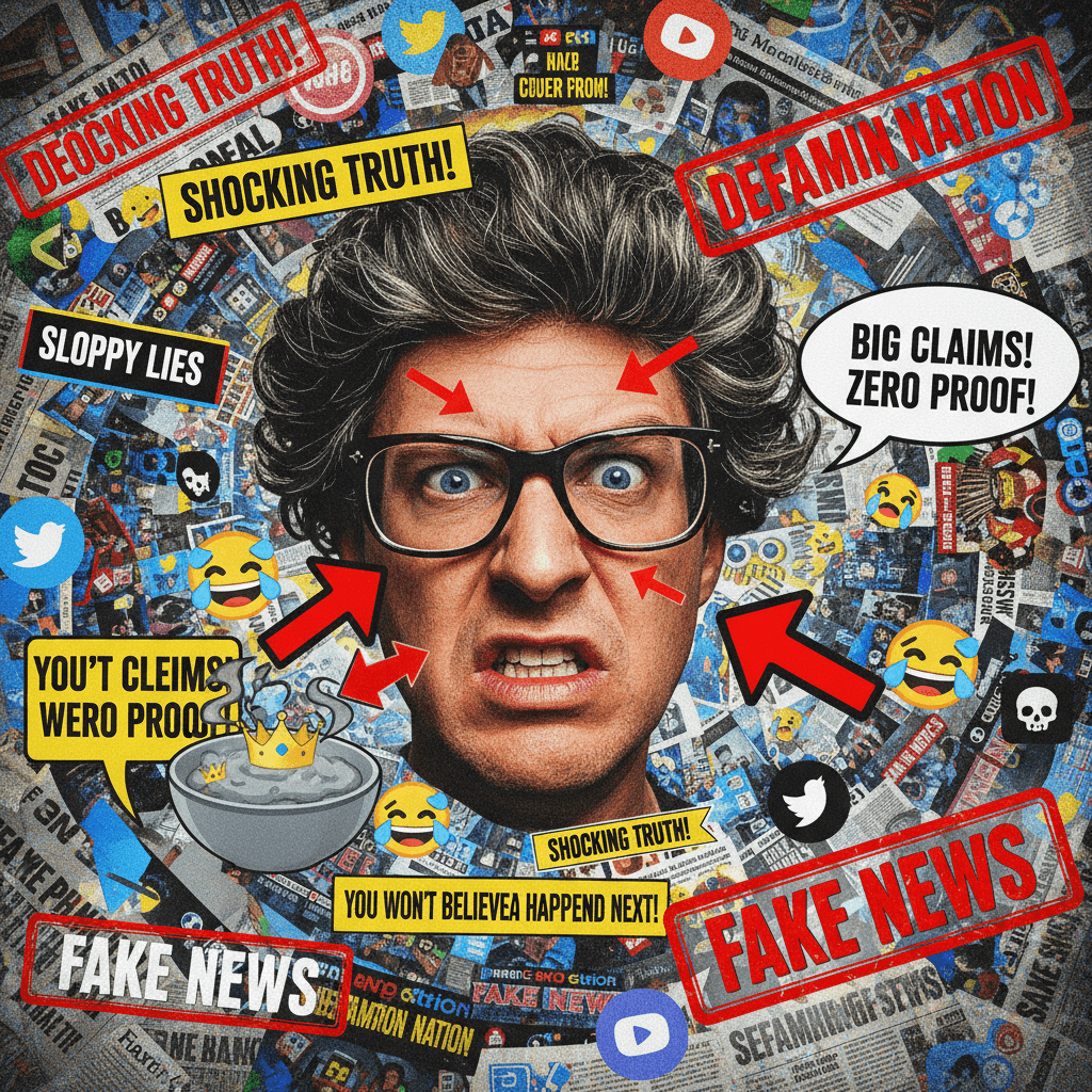 Professional headshot meets baseless accusations: peak slop energy