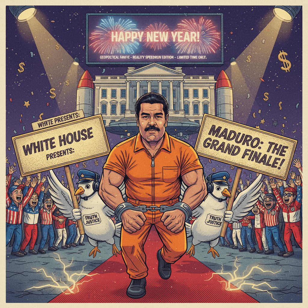 White House posts fake Maduro perp walk, adds 'Happy New Year' for theatrical flair