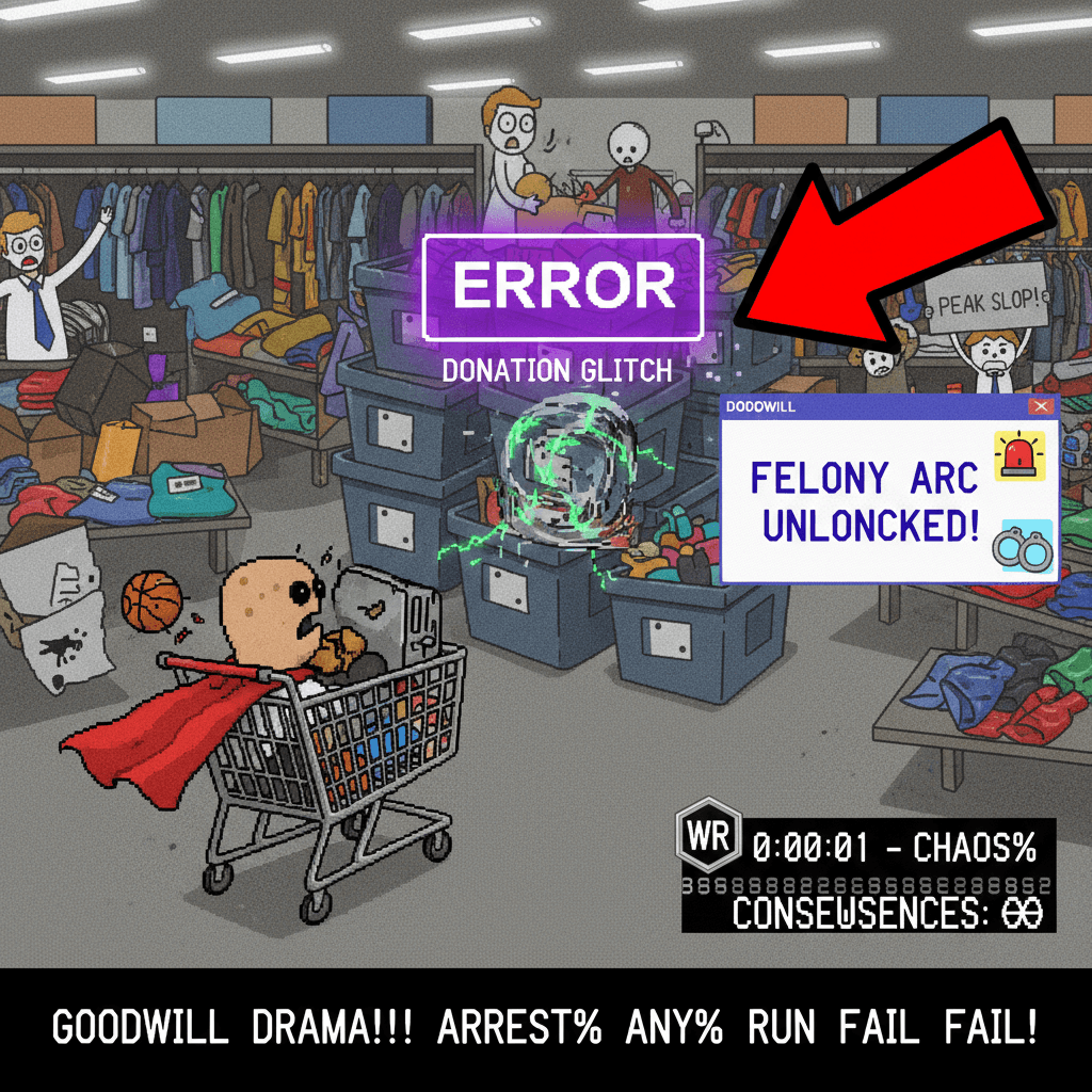 Goodwill speedrun any% WR - charity donation glitches into felony arc