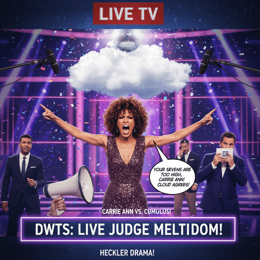 Carrie Ann yells at cloud (but it's live TV and it's a heckler)