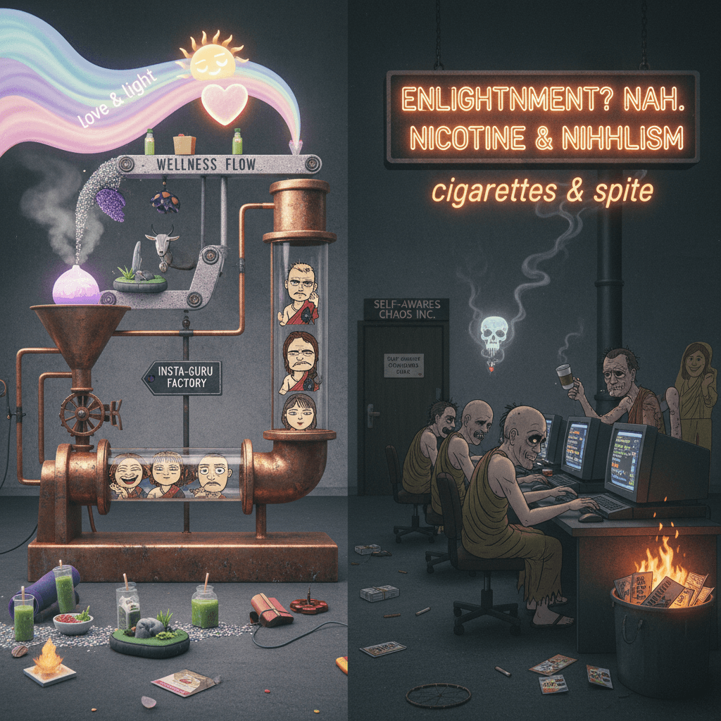 spirituality pipeline: love & light → cigarettes & spite