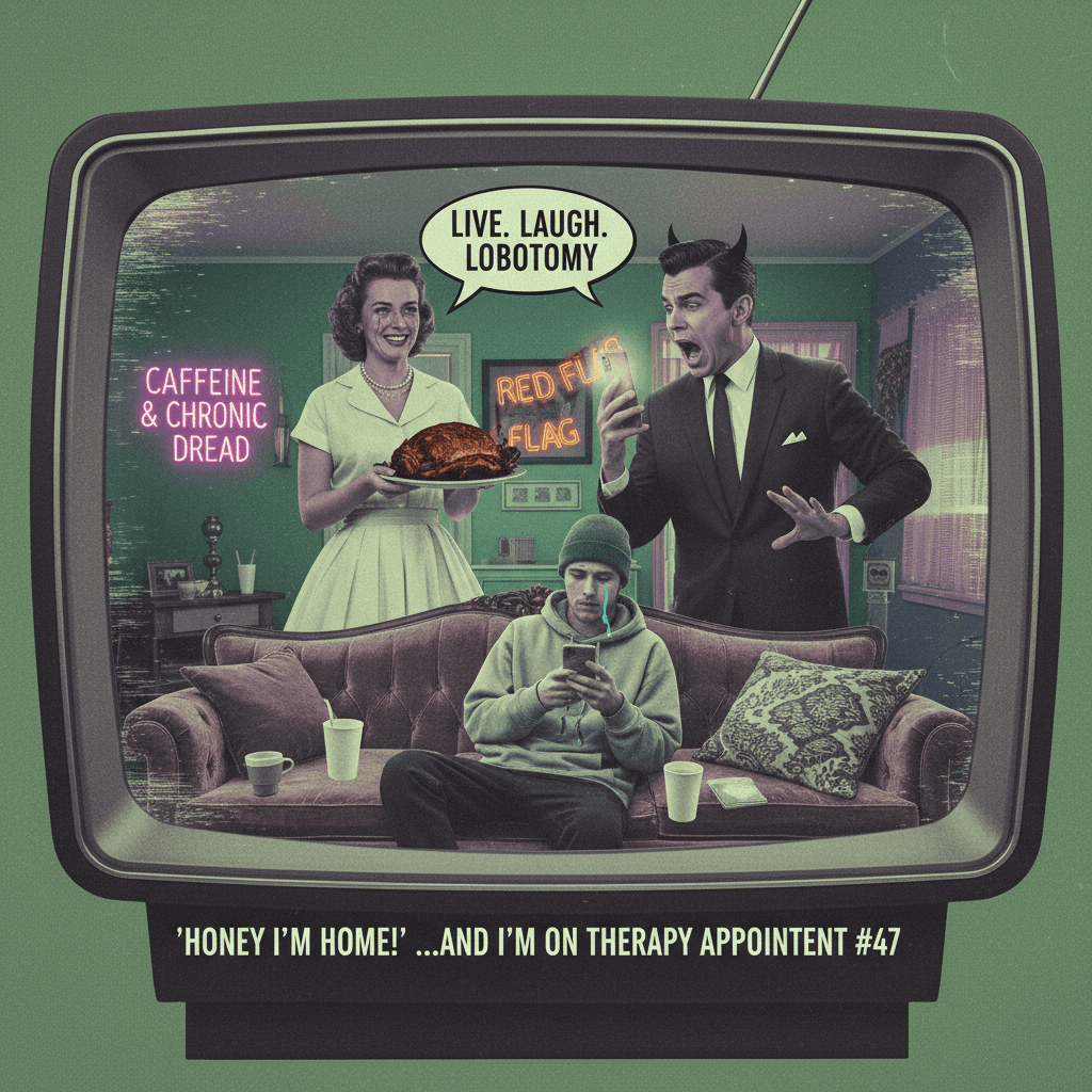 1950s sitcom meets modern relationship trauma: peak chaotic energy