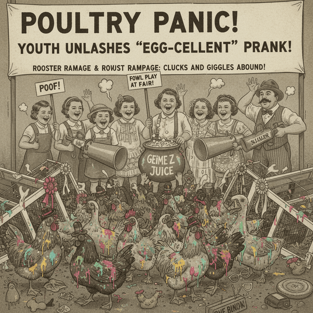 Innocent poultry exhibition destroyed by modern juvenile humor