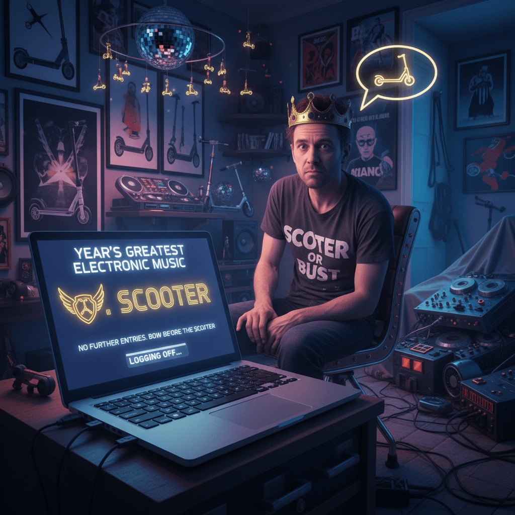 guy posts year's best electronic music, names only scooter, logs off