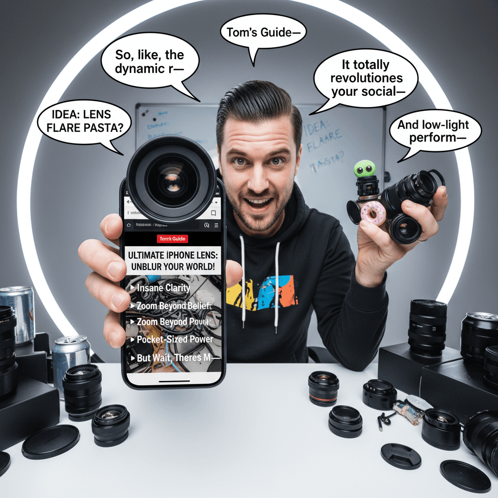 iPhone lens review that trails off mid-sentence like forgotten drafts