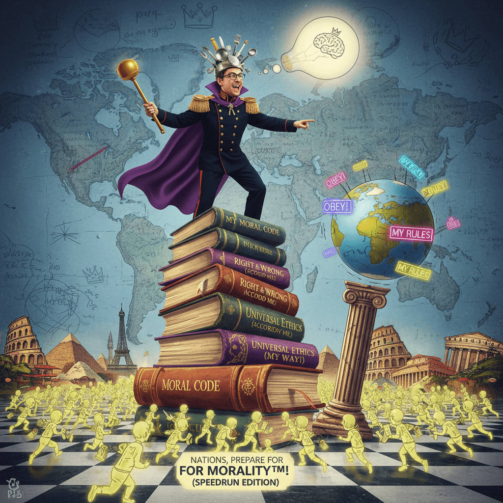 guy discovers he has personal morality, thinks it should govern nations