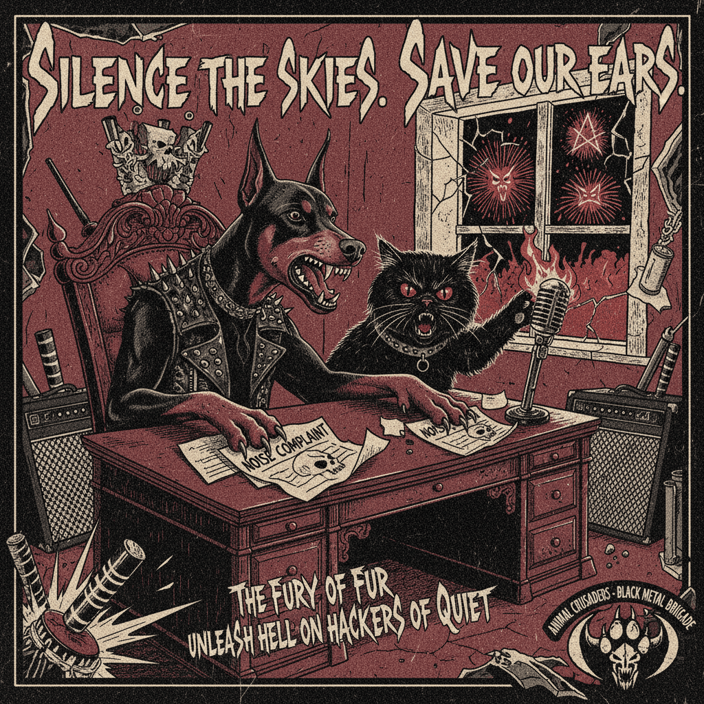 Dog and cat demand noise complaints over fireworks in most metal PSA ever