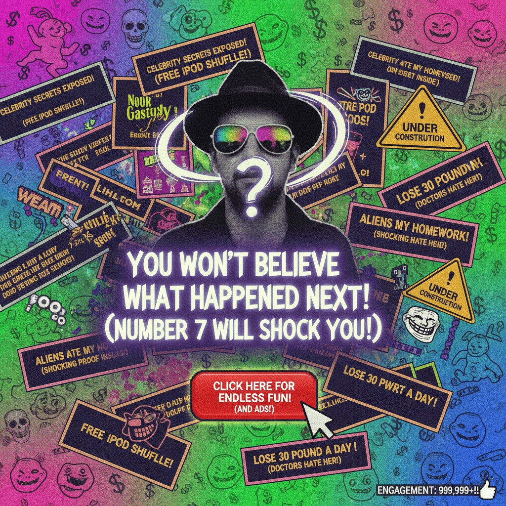 Peak 2000s clickbait energy: mysterious portrait + false premise = viral gold