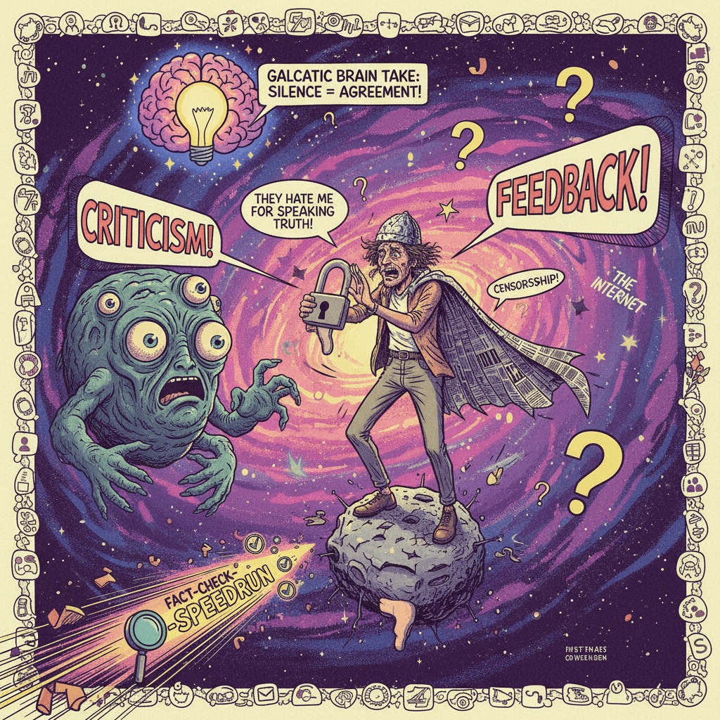 Man discovers that criticism isn't censorship, very normal