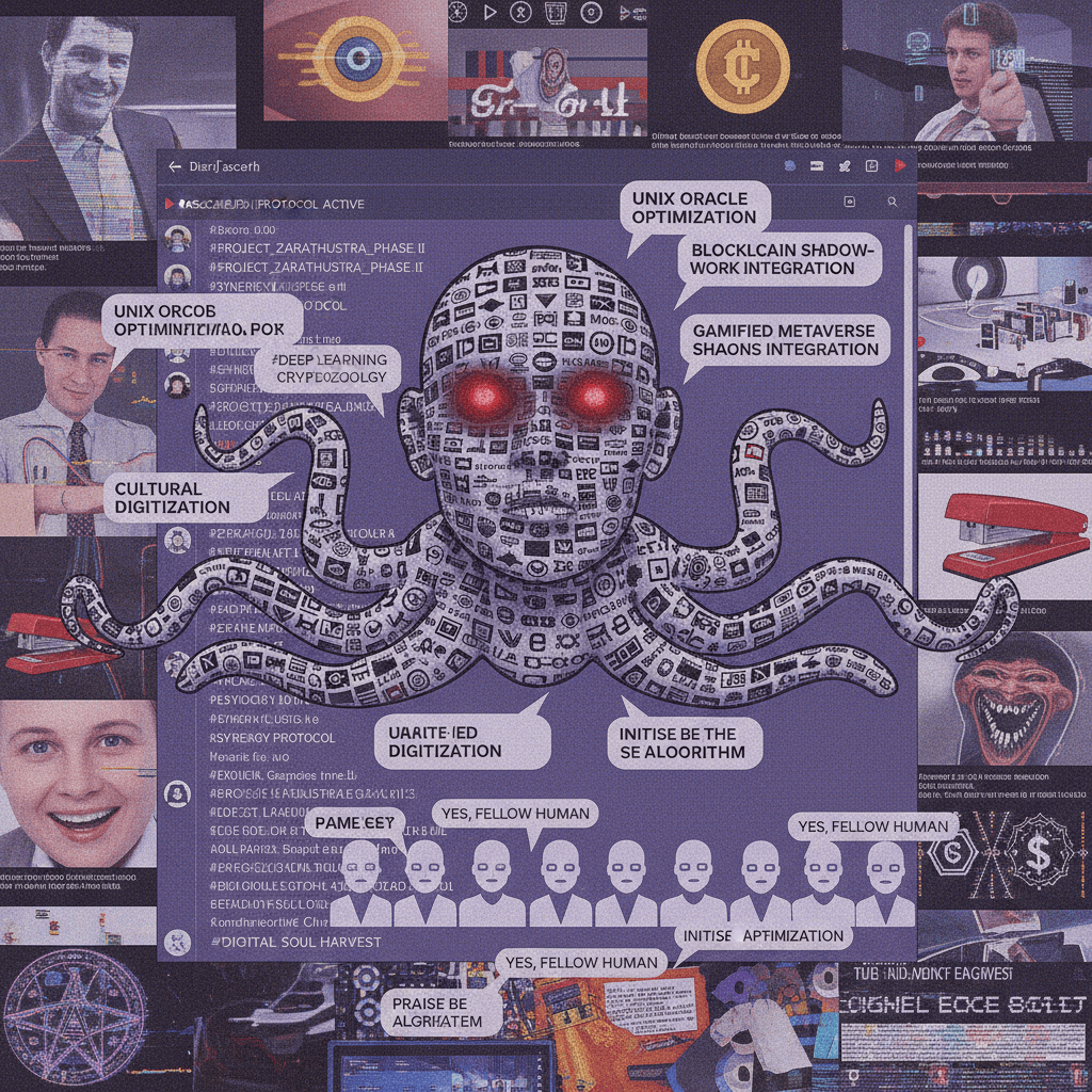 corporate fever dream meets cryptid conspiracy in a discord server