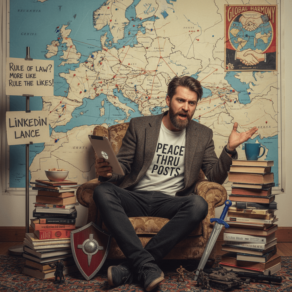 LinkedIn war philosopher discovers weapons exist, threatens rule of law