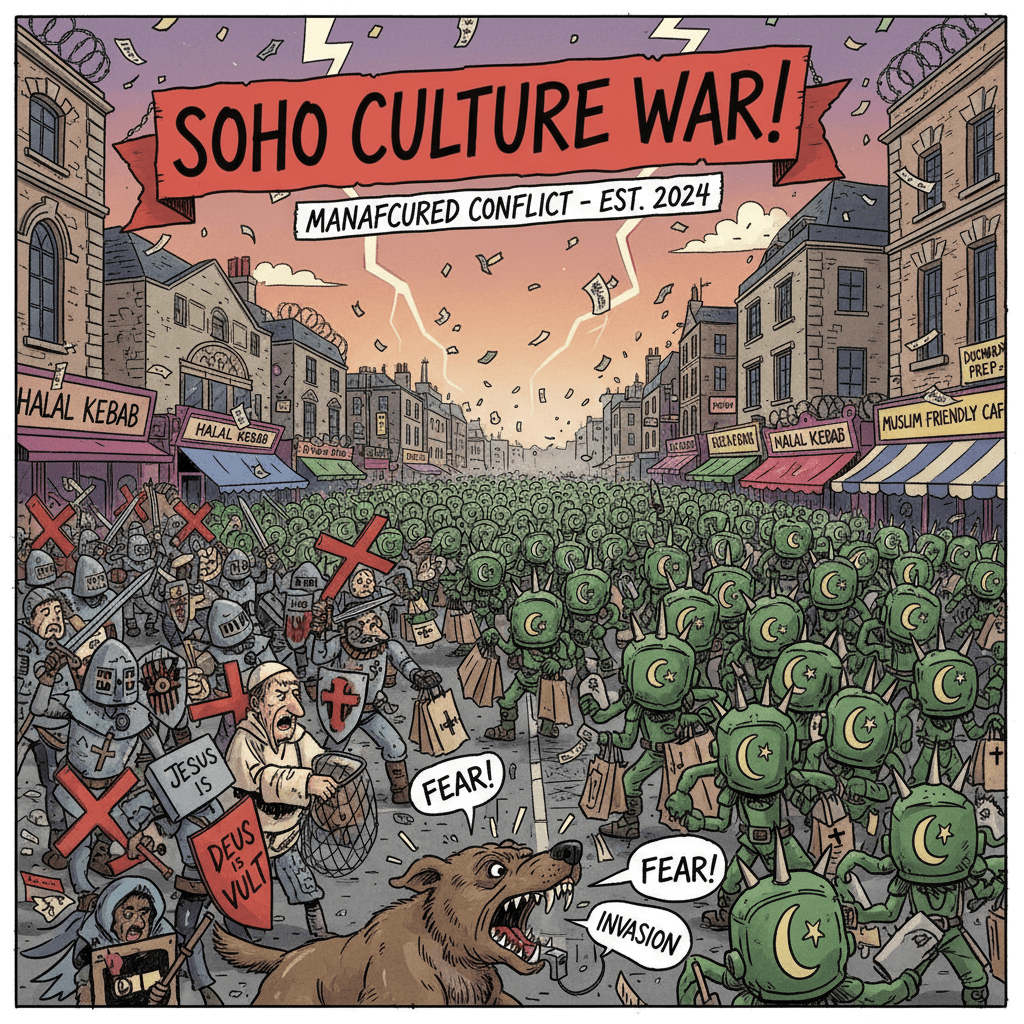 Christians FINALLY fighting back against the 40k Muslims in Soho (very normal)