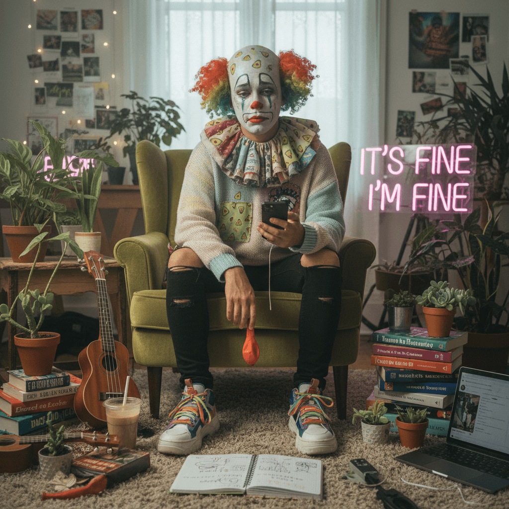 cute clown energy except the clown is deeply unwell and aesthetic