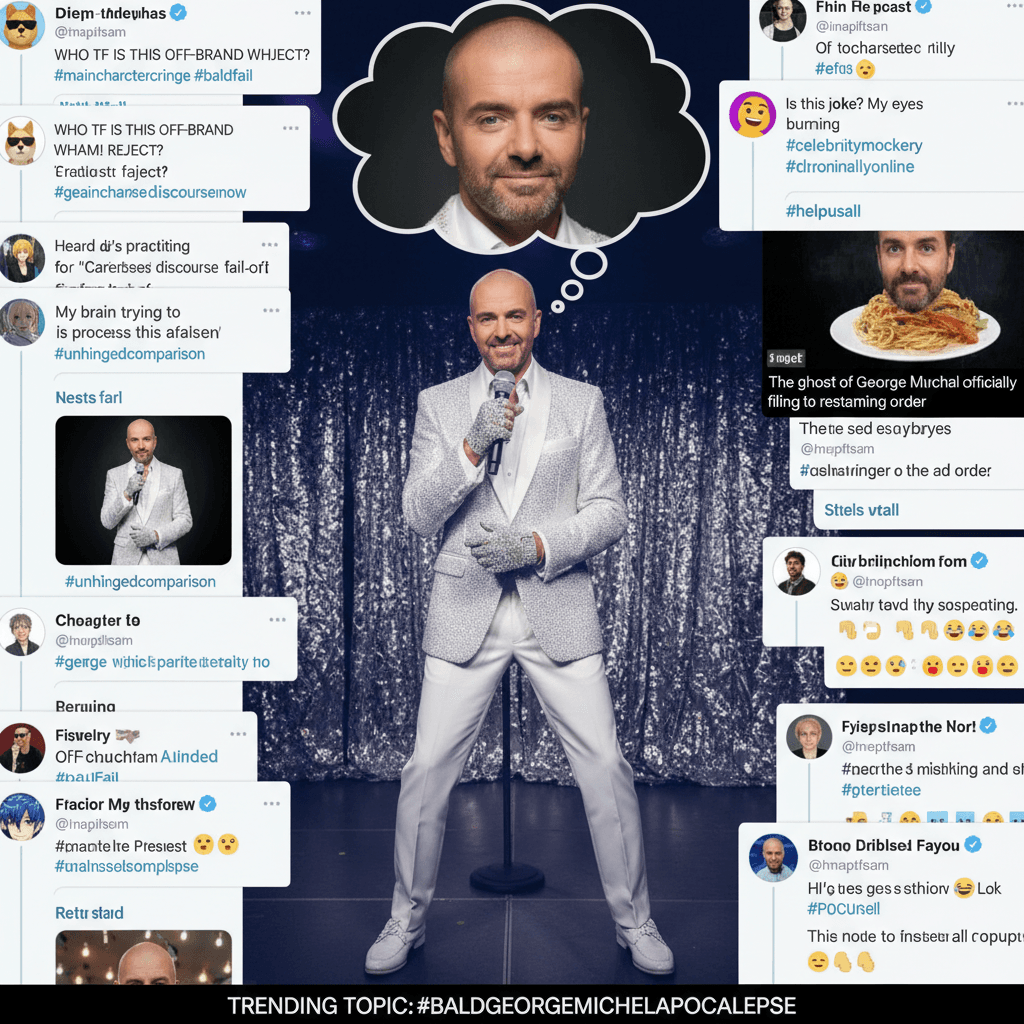 bald man posing awkwardly becomes george michael discourse
