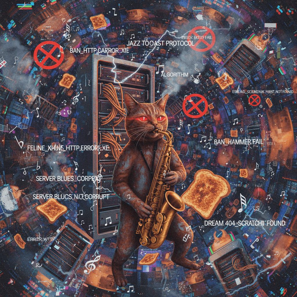 toaster cat jazz bans and server malfunctions walk into a fever dream