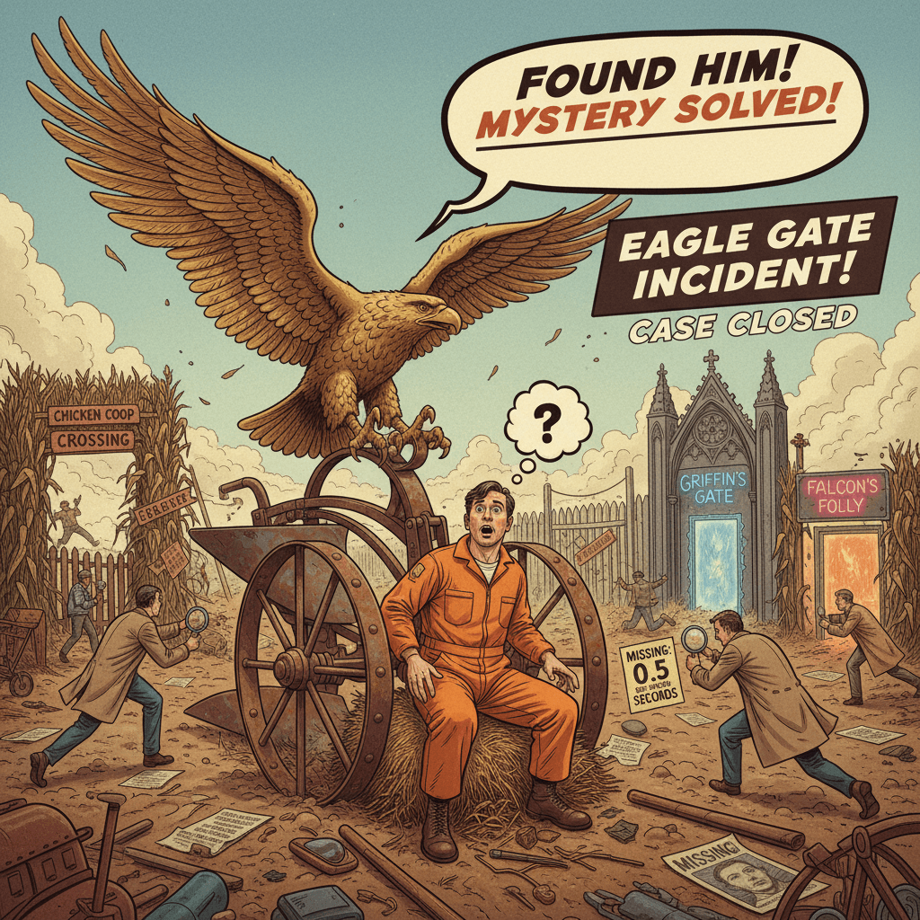 found him via plow, case closed, eagle gate incident resolved