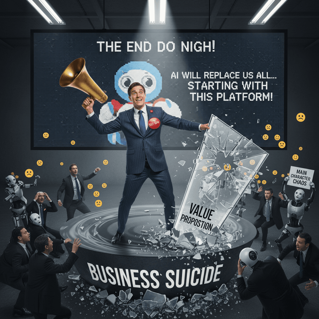 CEO sabotages own platform's entire value proposition mid-speech