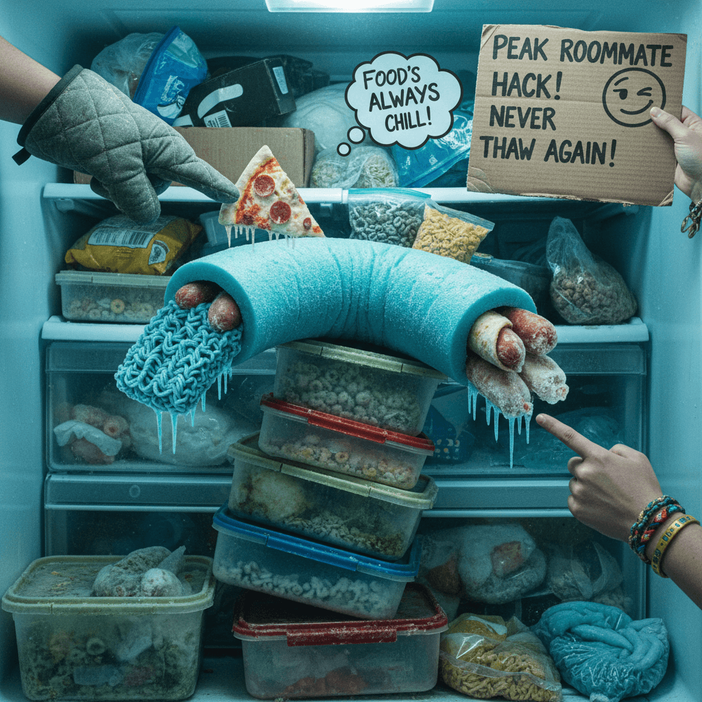 frozen pool noodle: because normal food storage is for normies