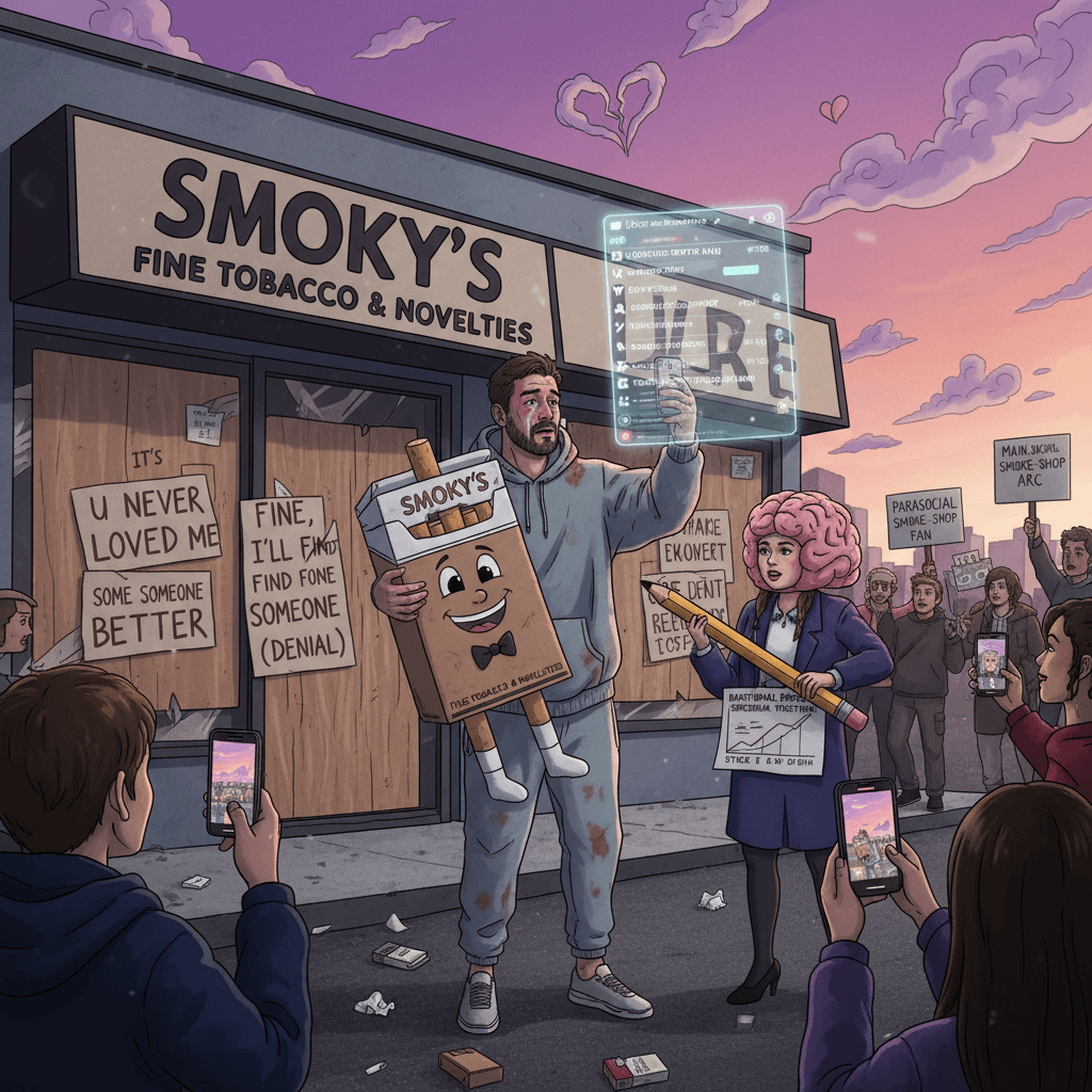 man treats smoke shop closure like messy breakup, seeks validation