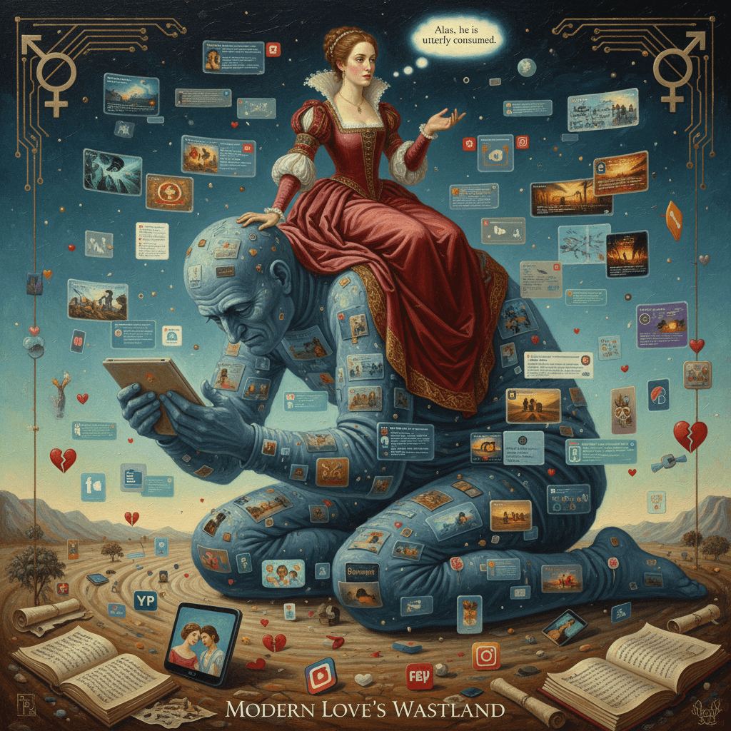 She's literally sitting on him and he's still doom-scrolling