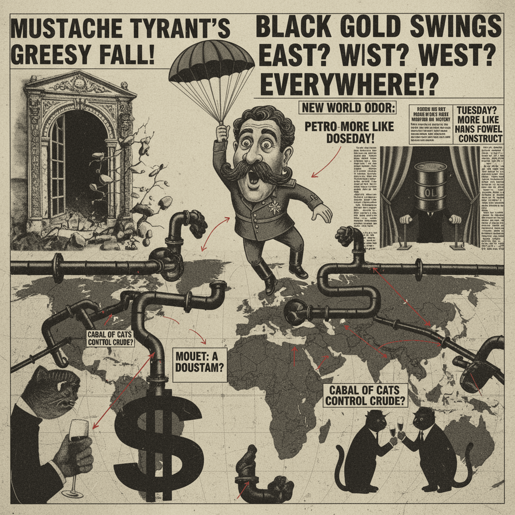 Breaking: mustache man exits, oil redirects. Totally normal Tuesday.