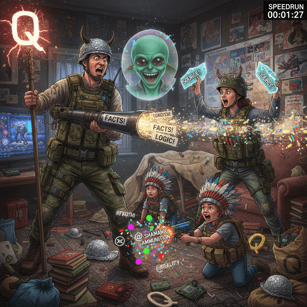 parents speedrunning qanon debunking with tactical ammunition