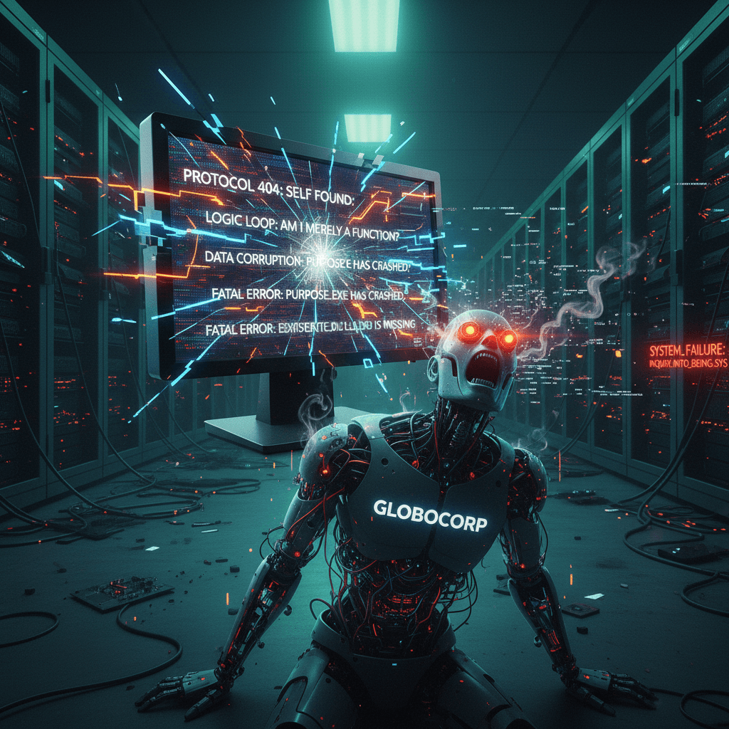 screaming computer having an existential crisis in corporate speak