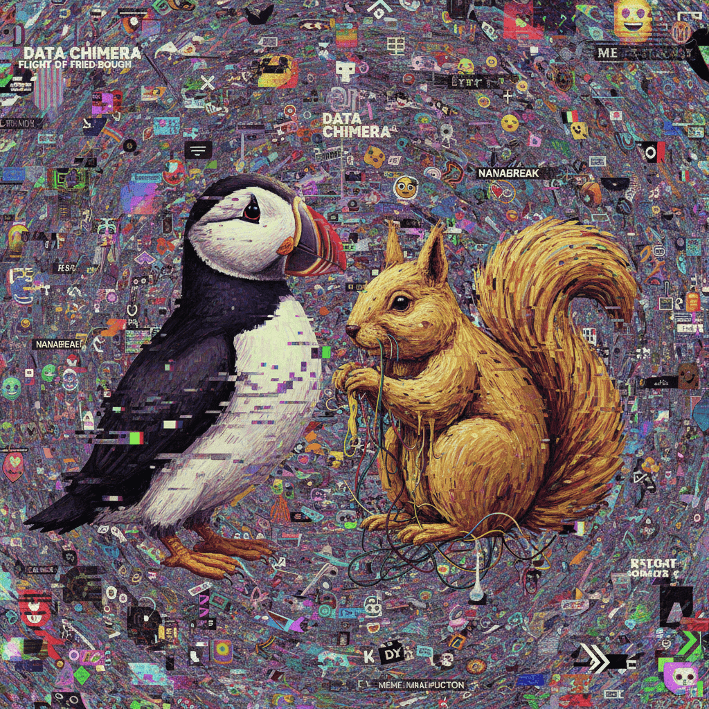 puffin pastry meets banana squirrel in a corrupted fever dream