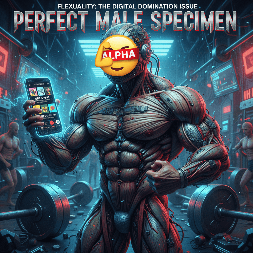 Peak male beauty rendered as hypermasculine fever dream