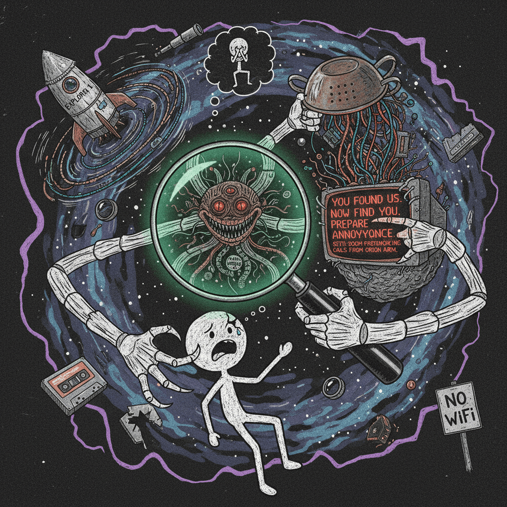 be careful what u search for in space, it searches back